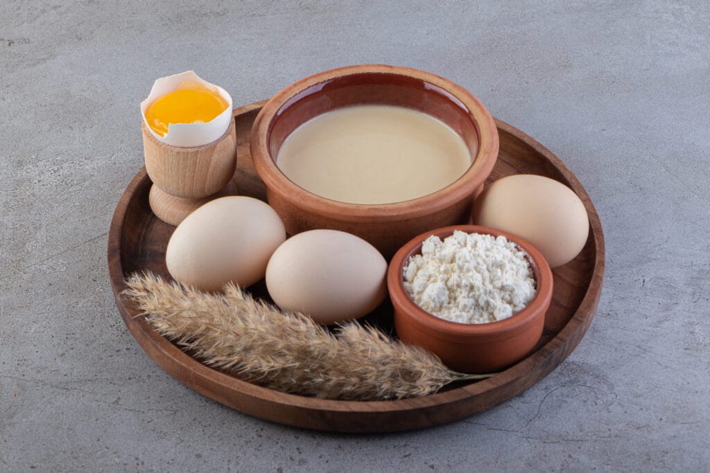 Vitamin B12 includes Eggs, dairy, poultry, fish, and fortified plant-based milk