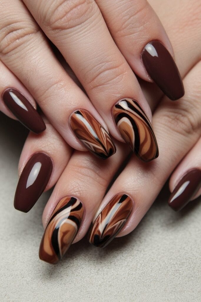 Chocolate Marble Nails