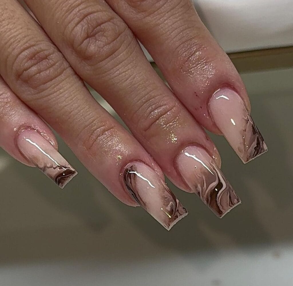 Amber Marble Nails