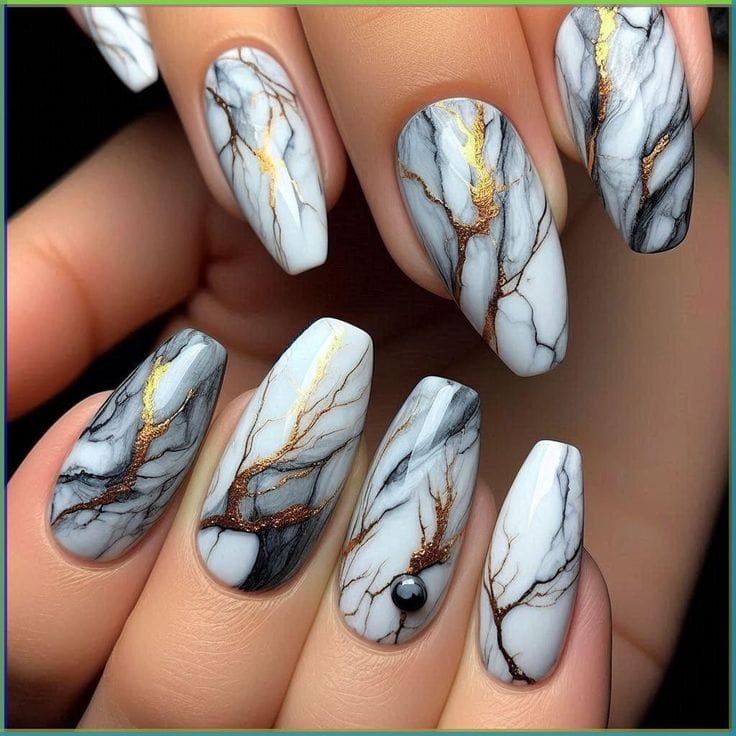 Smoky Marble Nails