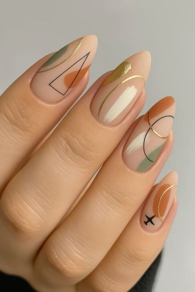 fall Minimalist Line Art Nails