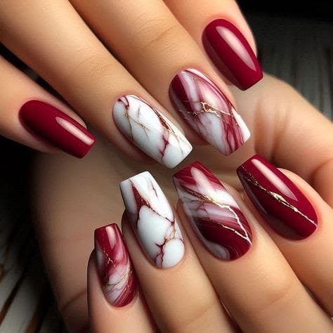 Red Marble Nails