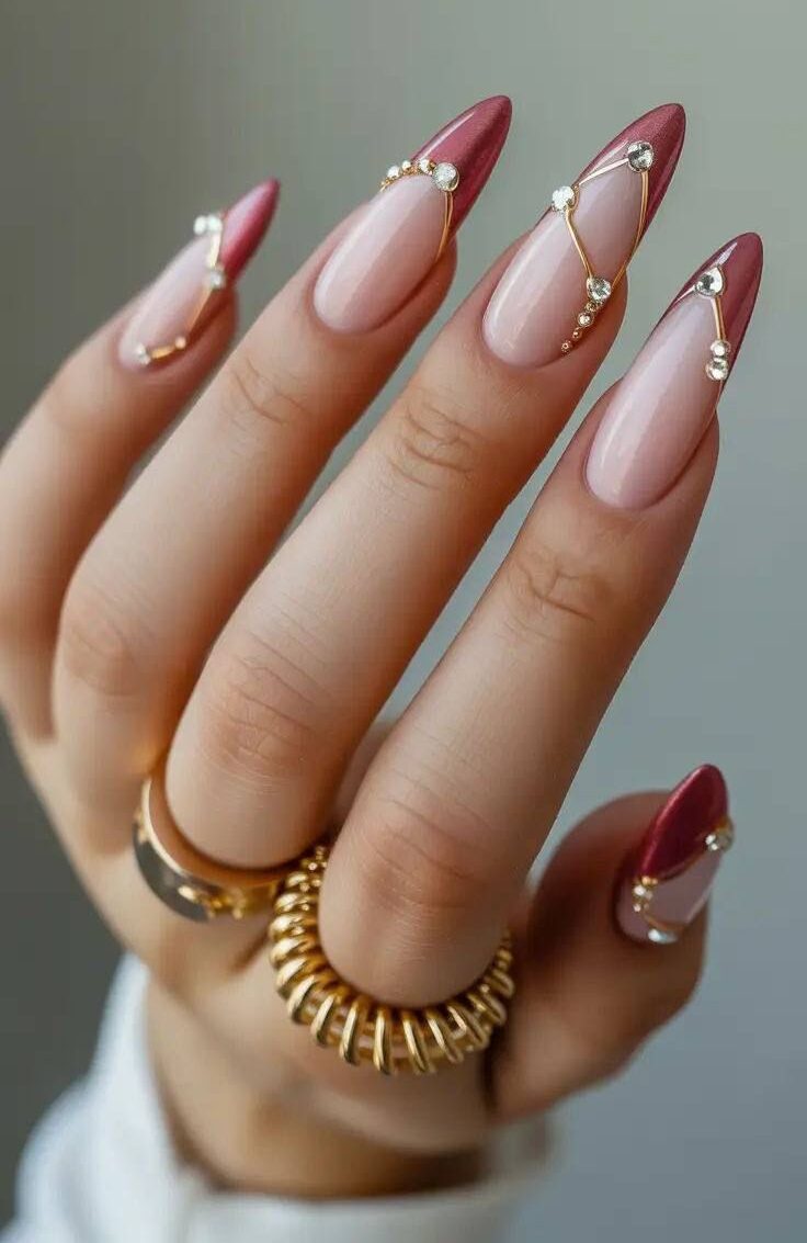 Abstract Red and Pink Art nails