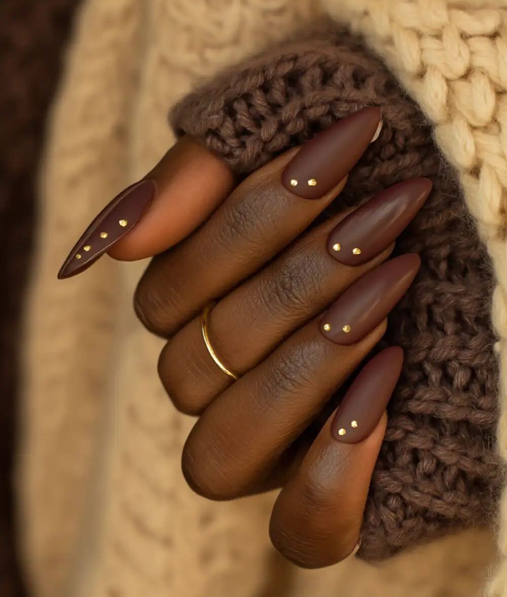 Chocolate Brown Luxe nails