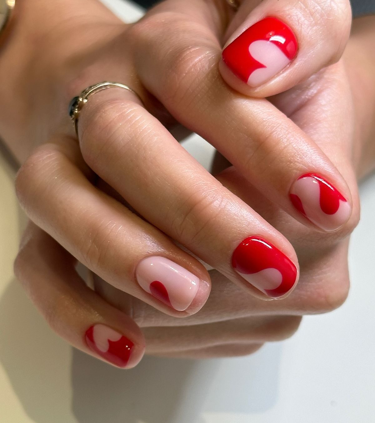 Negative Space Hearts nails