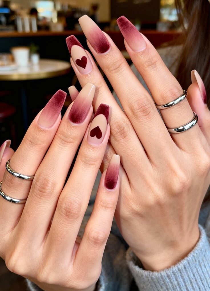 Faded Heart Tips nails