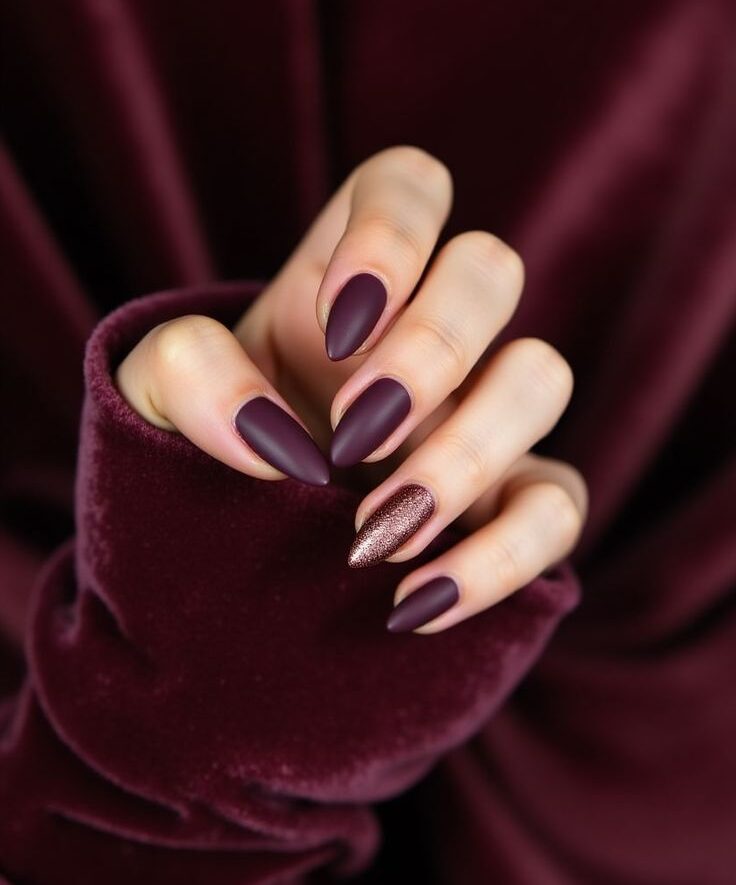 Moody Plum with Rose Gold nails
